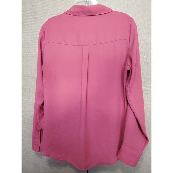 Express Portofino Slim Pink Crochet Detail Button-Up Shirt Size M Roll-Tab Slv - Picture 6 of 7